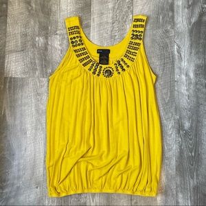 Yellow Embellished Tank Top